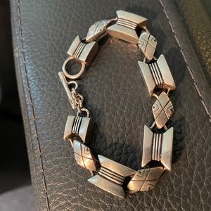 Vintage Lisa Jenks Modernist Sterling Silver Geometric Link Bracelet